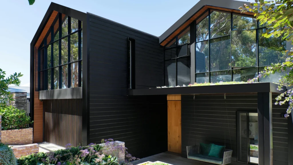 Modern house with sleek black exterior